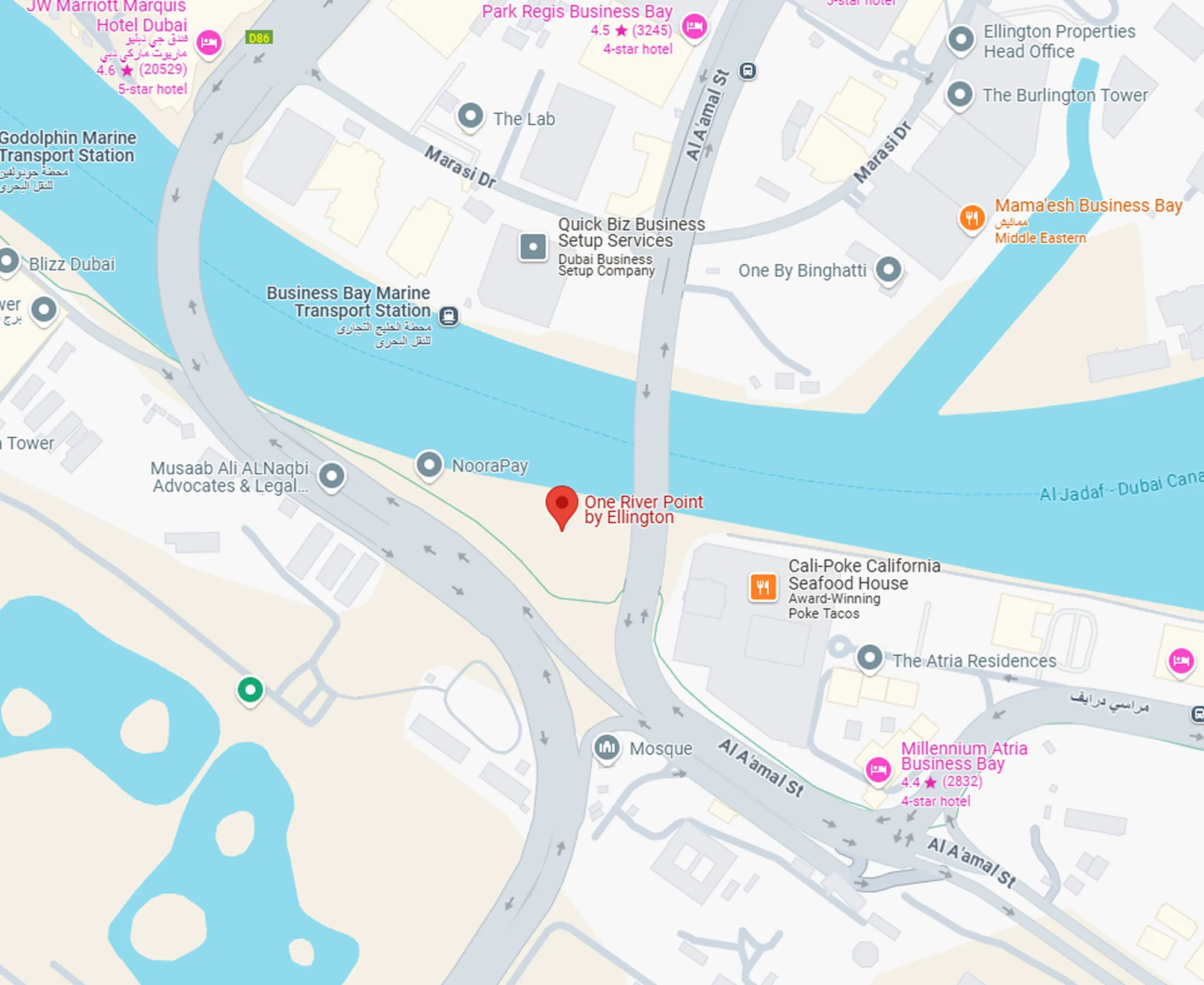 One River Point location map